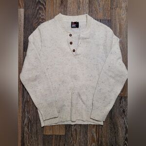 Vintage Robert Bruce Womens Small Sweater Cream Speckled Button Notched Neck